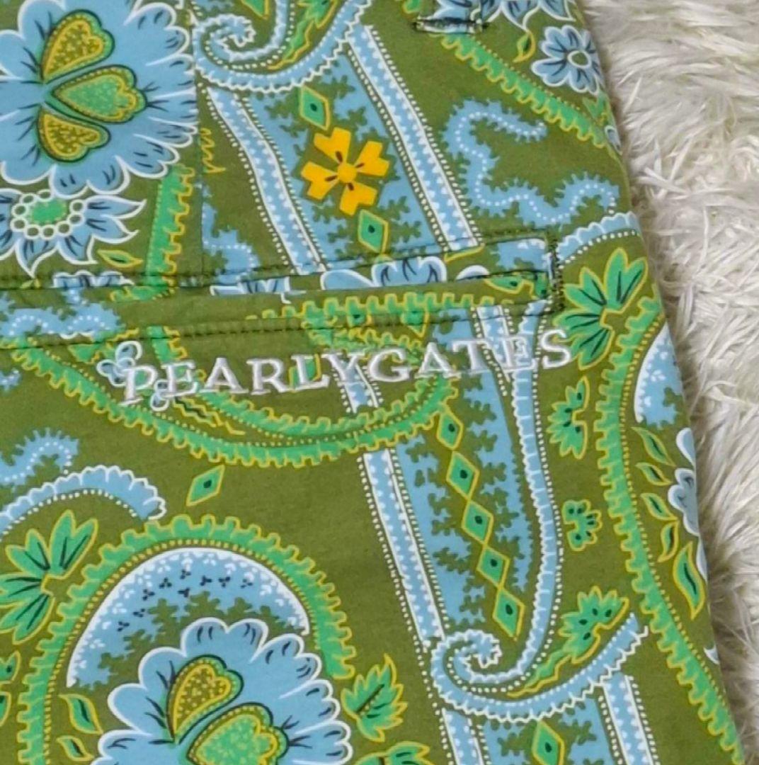 パーリーゲイツ ペイズリー柄 パンツ グリーン L相当 手洗い洗濯済