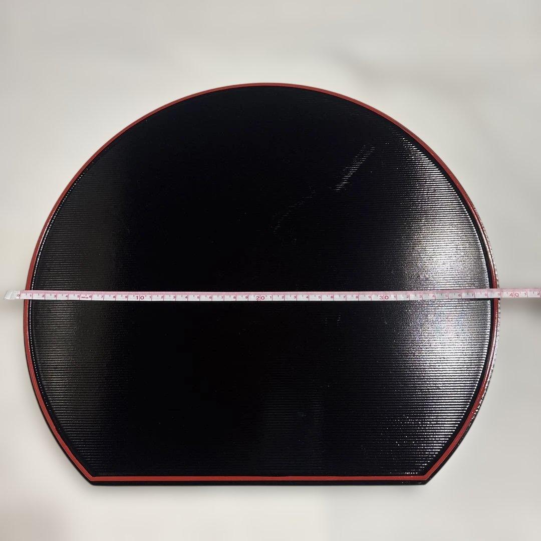 越前塗り　円形ランチョンマット 黒と赤 両面使い5枚セット