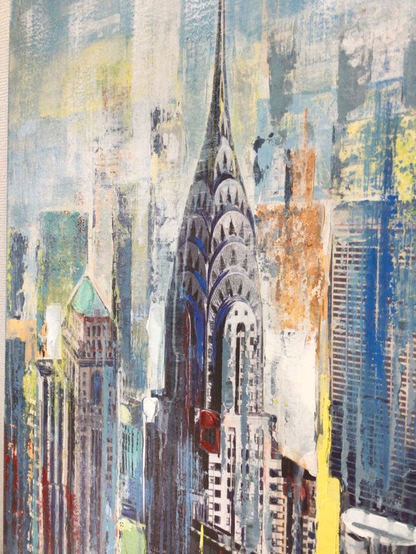 現代アート ニューヨークシティー アクリル絵画 風景原画 30号 80×80cm